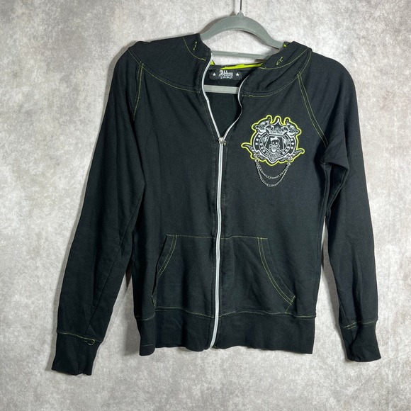 Vintage Abbey Dawn Avril Lavigne Hoodie Sweatshirt L Black Zip Y2K Grunge‎ Emo - Picture 2 of 13